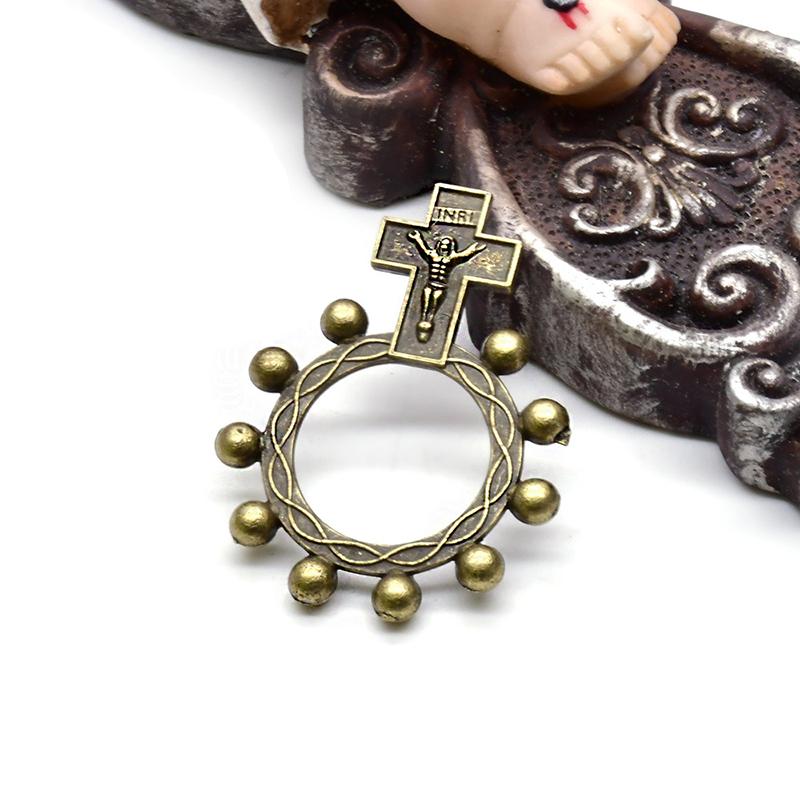 Винтажный металлический крест-четки кольцо Anello Preghiera религиозное католическое кольцо ювелирные изделия аксессуары подарки коричневый