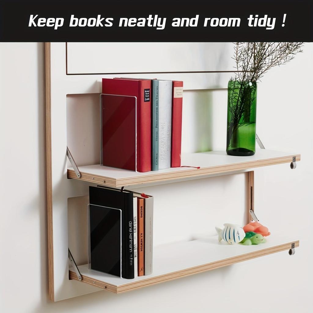 4/6/8pcs Clear Acrylic Display Stands - Modern Desktop Bookends for Home, Office & Retail Decor