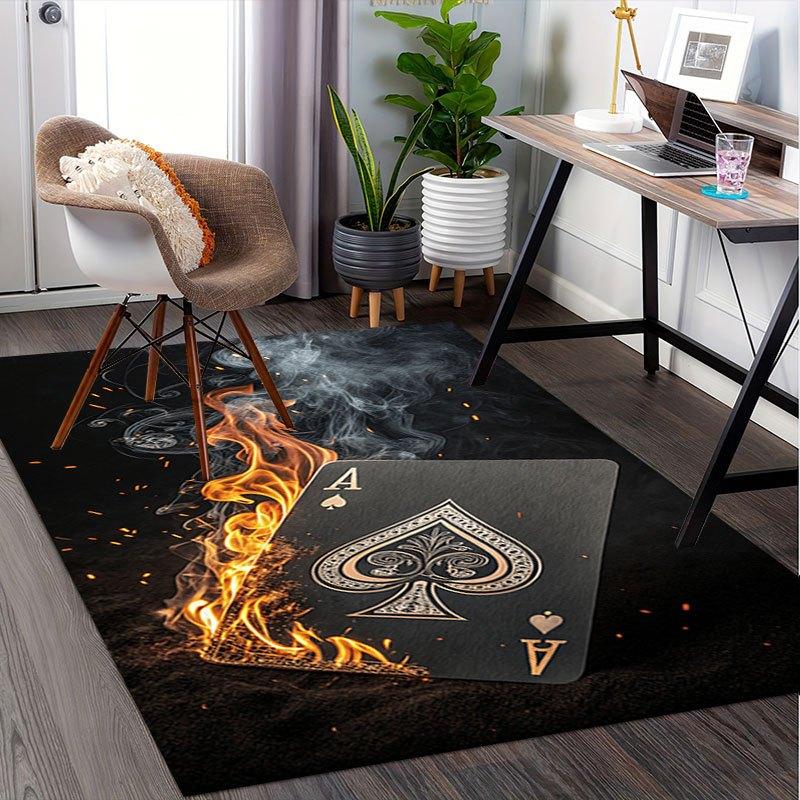 Black Burning Ace of Spades Playing Card - Unique Poker Deck AccessoryOffice Mat Home Decor Office Desk Chair Carpet for office ph101