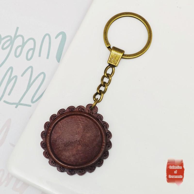 DIY Wooden Lace Base Keyring with Embroidery Kit & Snap Button