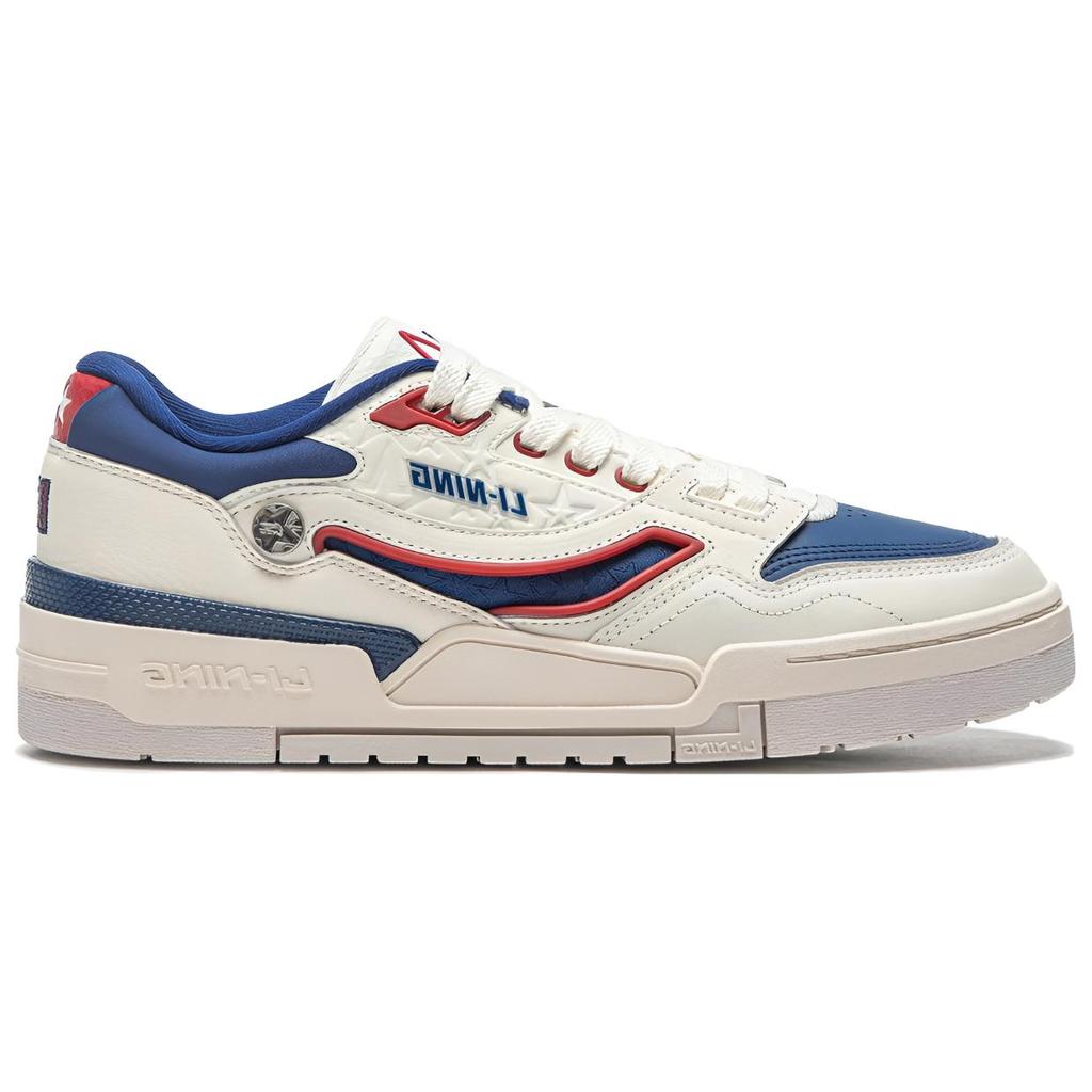 Li Ning 001 BTC PREMIUM Cushioning Slip Resistant Abrasion Resistant Low top Casual Shoes Men's White Blue AGCT495-2