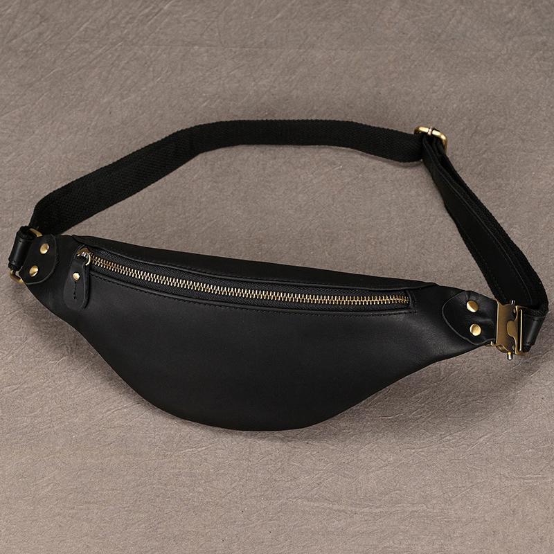 Real Leather Wait Bag Summer Outdoor Walking Bag Portable Waist Packs Crazy horse leather male fanny pack sling bag chest bag
