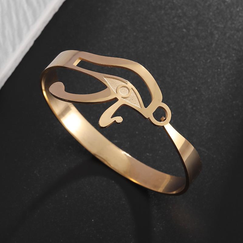 Hot Selling European and American Titanium Steel Horus Eye Open Bracelet Open Ring Combination Stainless Steel Material
