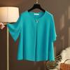 Obesity Women Chiffon Blouses Plus Size 6XL Summer Short Sleeve Loose Solid Shirts Tops Blusa De Talla Grande
