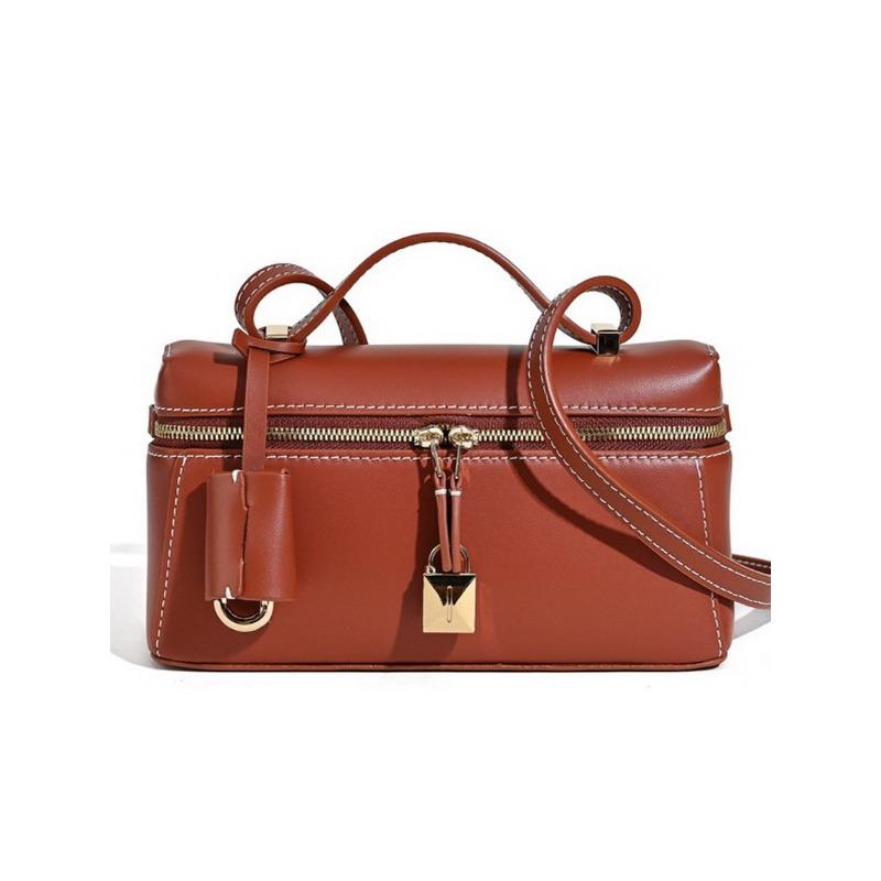 New lunch box bag, cowhide leather women's bag, messenger bag, shoulder bag, underarm bag.