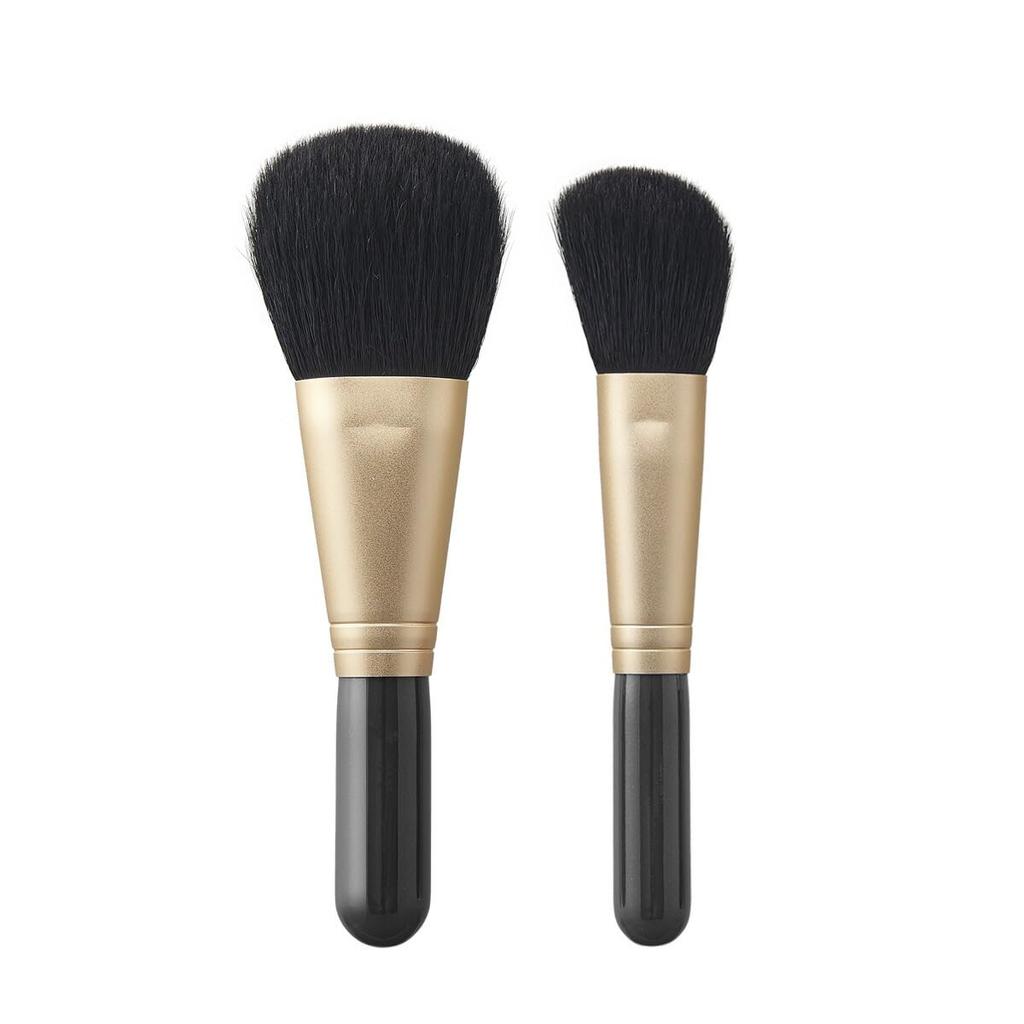 Takumi No Makeup Brush Kumano Brush Makeup Brush Fude No Kokoro Face Brush Diagonal Cheek Brush Black Handles Cosme-do Set + (2-Piece Set) (Goat