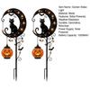 Spooky Bat Garden Decorations Halloween Solar Stake Light, Metal Black Cat & Pumpkin Moon Waterproof Illuminated Outdoor Decor for Lawn Patio
