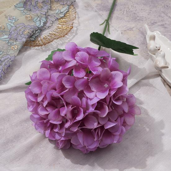 Real Touch Artificial Hydrangea Flower 27.5" Full Fake Hydrangea Flower Lifelike Faux Silk Hydrangeas for DIY Wedding Bouquet Spring Indoor