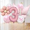Růžový Motýl 32" Hliníková Sada Balónků pro Oslavu Narozenin a Baby Shower