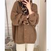 Women Casual V-neck Long Sleeve Knit Sweater Cardigan Soft Comfortable Loose Breathable Lazy Fashion Solid Simple Top Coat