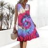 Plus Size V Neck Sleeveless Dress Shaded Brook Woodland Watercolor Print For Peaceful Nature Stroll