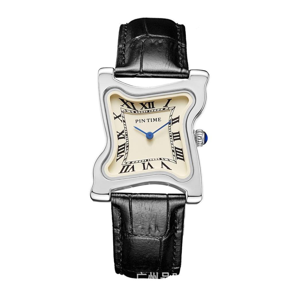 Y2K Goldene Uhren Retro Herren-Quarz-Armbanduhr Quadratische Schmelzende Uhr Römische Ziffern Stundenmarkierungen Unregelmäßige Unisex-Uhr