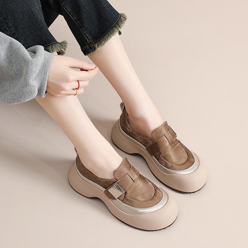 Women's Retro Leather Slip-On Sneakers - Breathable Spring/Summer Casual Low-Cut Shoes