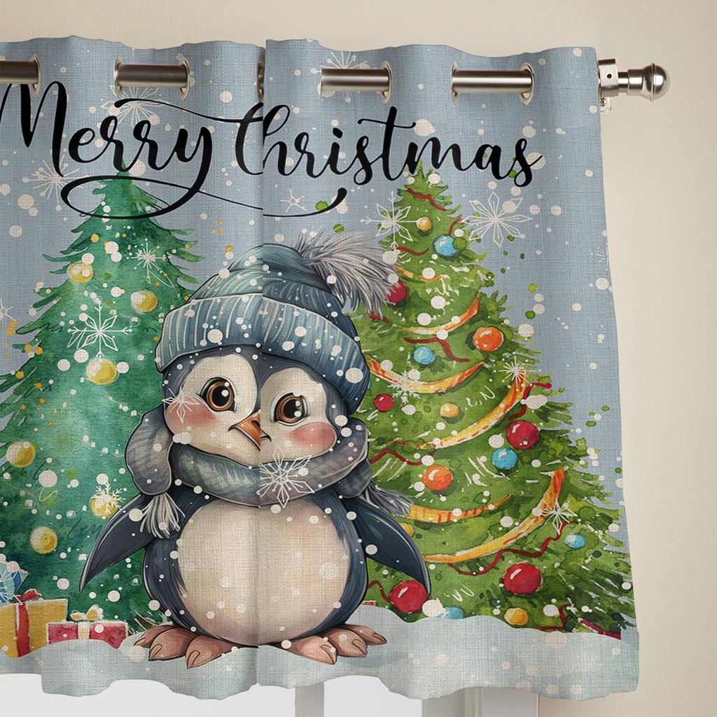 Pinguino di Natale Albero di Natale Tende da Finestra per Soggiorno Tende di Lusso per Camera da Letto Caffè Decorazione Cucina Drappeggi