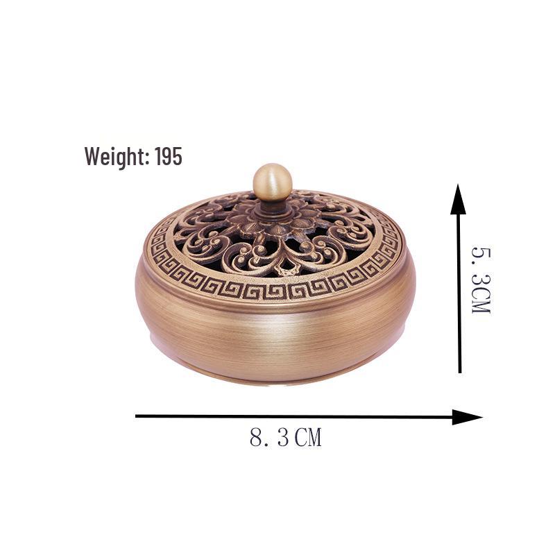 Pure Brass Three-Legged Flat-Bottom Zen Style Incense Burner Ornament - Medium Size, Ancient Charm Design