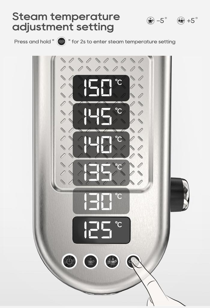 HiBREW H10B Espresso Coffee Machine, 20Bar Extraction Pressure, Semi-Automatic, Adjustable Temperature & Cup Volume, 1.3L Removable Water Tank