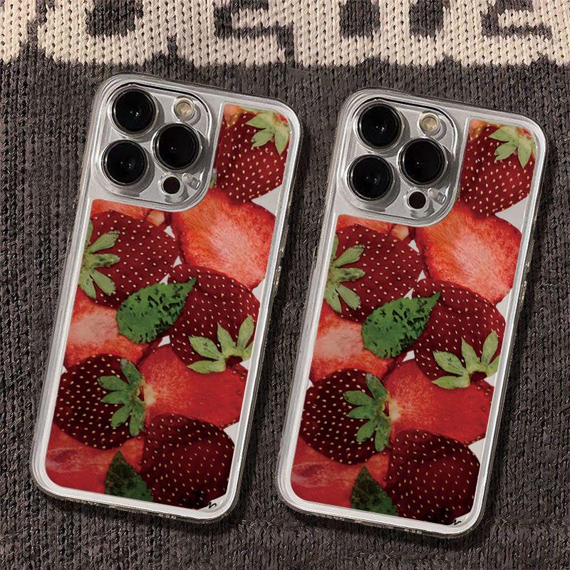 Korean Style Strawberry Clear Case for Samsung Galaxy S25Ultra Case A16 A15 A54 A55 A34 A53 A35 A32 S23 Plus S22 S21 S24FE Cover