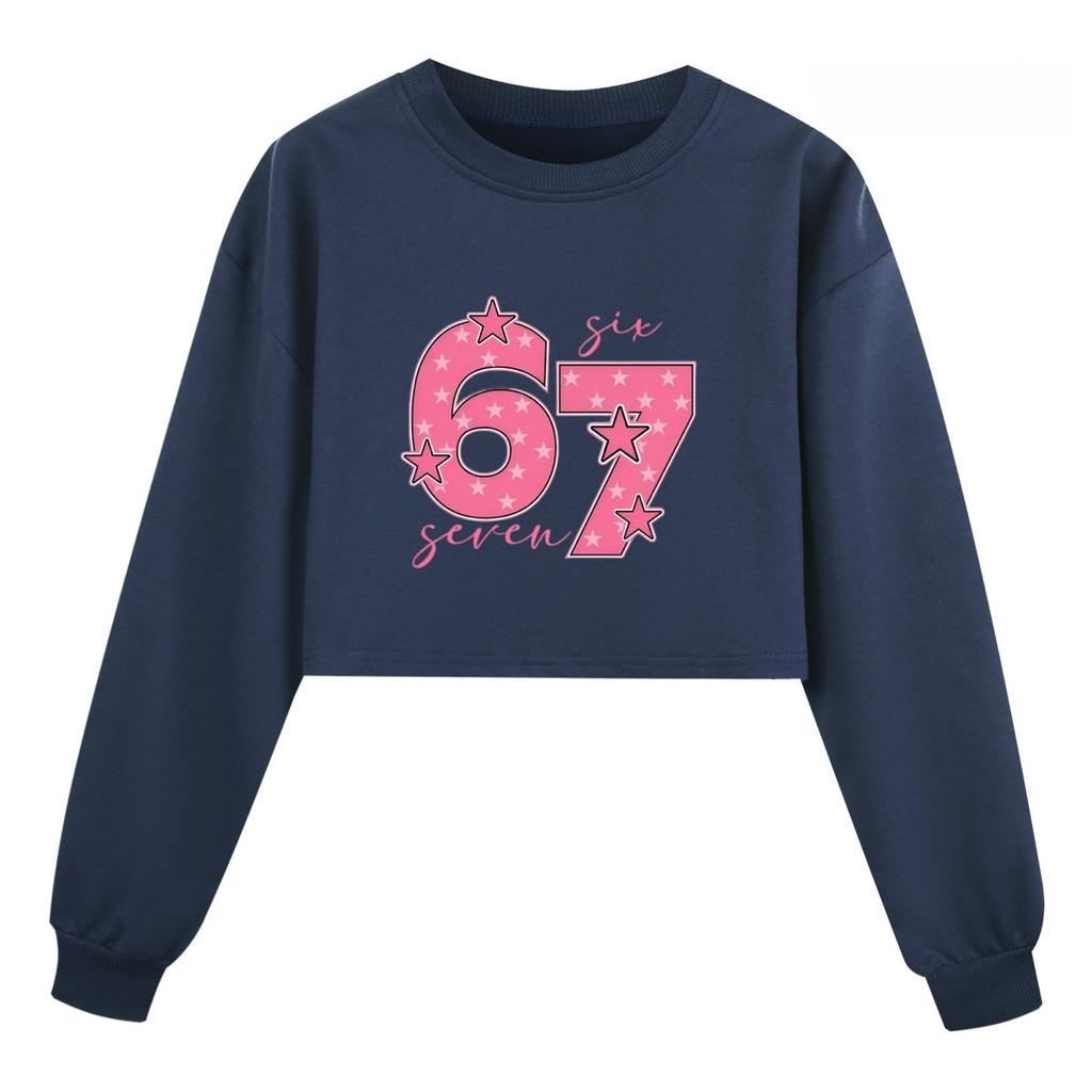 5291 Girls Steal a Brainrot 67 Printed Long Sleeves Round Neck Sweatshirt