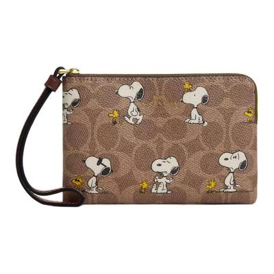 Coach X Peanuts Współpraca 16 Wzorów Nadruk Powlekany Płótno Kopertówka Mała Damska Brązowy Wielokolorowy CBS82-IMY3O