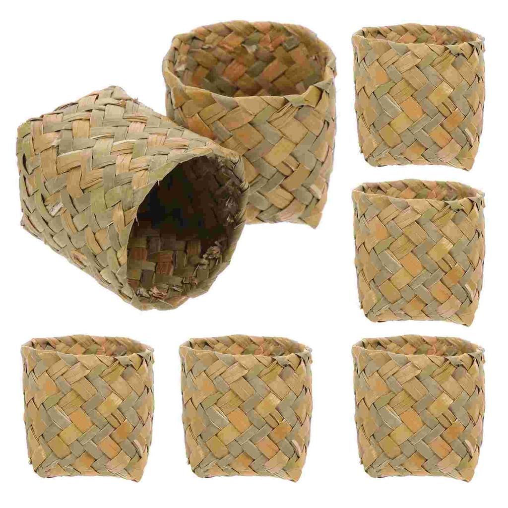 10 Pcs Candy Box Baby Gifts Portable Case Basket Holder Delicate Straw Wedding Child Container