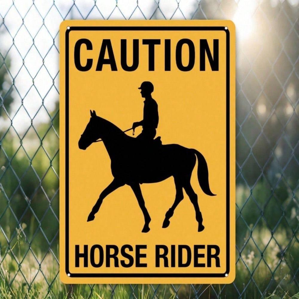 Vintage Horse Rider Metal Sign Farm Wall Decor Warning Plaque Retro Tin Art