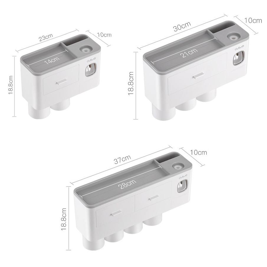 Toothbrush Holders Bathroom Decor with Toothpaste Dispenser, 2/3/4 Cups Toothbrush Holder Wall Mounted Bathroom Accessories