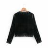 Black Spring Summer Autumn Women's Fashion Versatile Slim Fit Trendy Palace Embroidered Velvet Coat Women