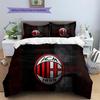 AC Mailand Fußballverein Muster Bettwäsche Bettdecken-Set Heimdekoration Geschenk (1 Bettbezug + 2 Kissenbezüge (ohne Füllung))