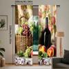 2Pcs Farmhouse Kitchen Curtains Vintage Grapes Fruits Oil Painting Rustic Flower Wine Art Printed Retro Country Living Room