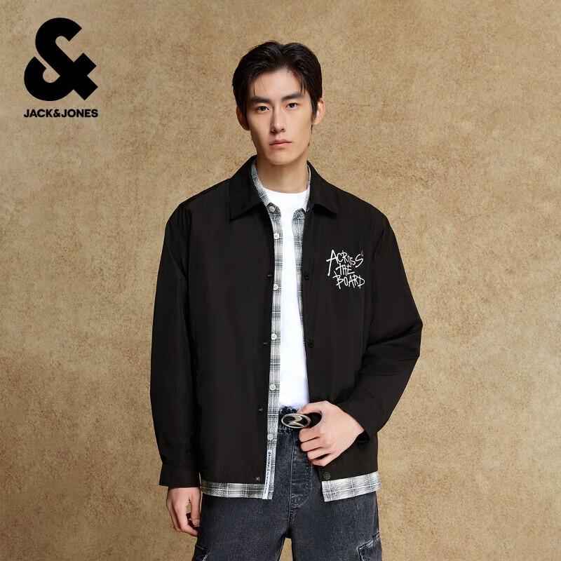 JACK&JONES Men's Printed Casual Lapel Jacket