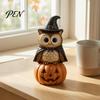Wooden Cat Figurine Vintage Halloween Figurine, Rustic Witch Zombie Owl Frog Tabletop Cute Desktop Decoration Ornament, Farmhouse Tiered Tray