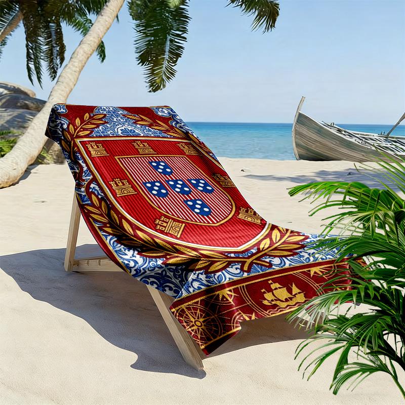 Portugiesisches Erbe Emblem Strandtuch Strand Strandtuch für Urlaubsfotos Schwimmen Meeresufer Saugfähiges Badetuch Komfort Mode
