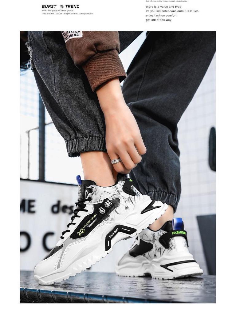 Autumn Men's High-Top White Fashion Sports Shoes - Trendy Running Casual Dad Shoes