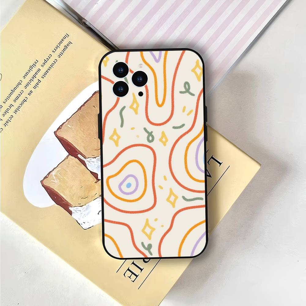 Cute Pattern For IPhone 13,17,11,12,16,14,15,Plus,Pro Max Soft Silicone Black Phone Case