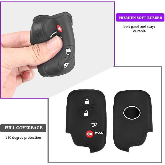 QBUC 2Pcs for Lexus GX460 RX350 Key Fob Cover, for Lexus IS250 IS350 GS450h ES350 CT200h LS460 LS600h LX570 RX450h Silicone Car Key Case Protector