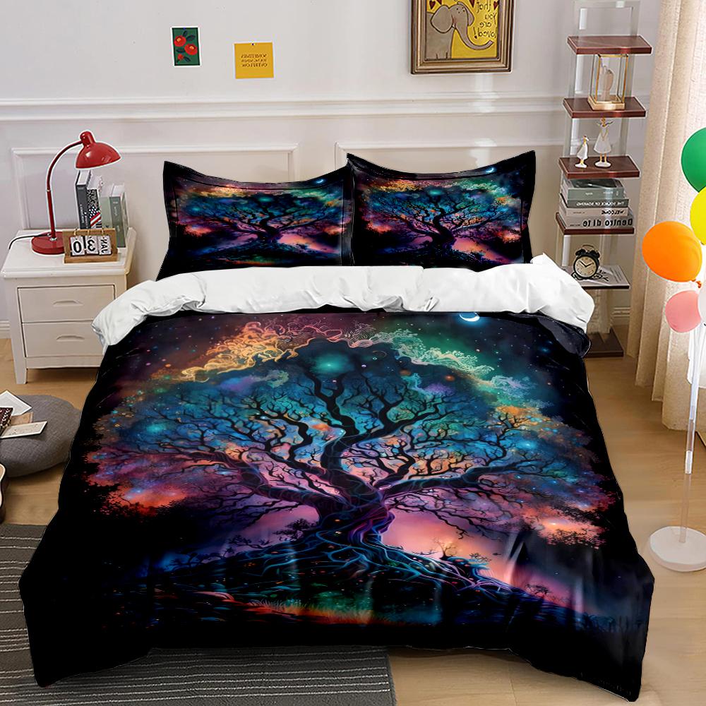 Colorful Cosmic Tree Print Bedding Set Bedding set (1 duvet cover, 2 pillowcases, duvet not included)