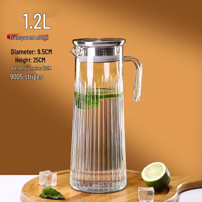 Commercial Cold Water Striped Acrylic Pitcher - Durable and Drop-Proof for Juice, Tea, Water, or Lemonade.