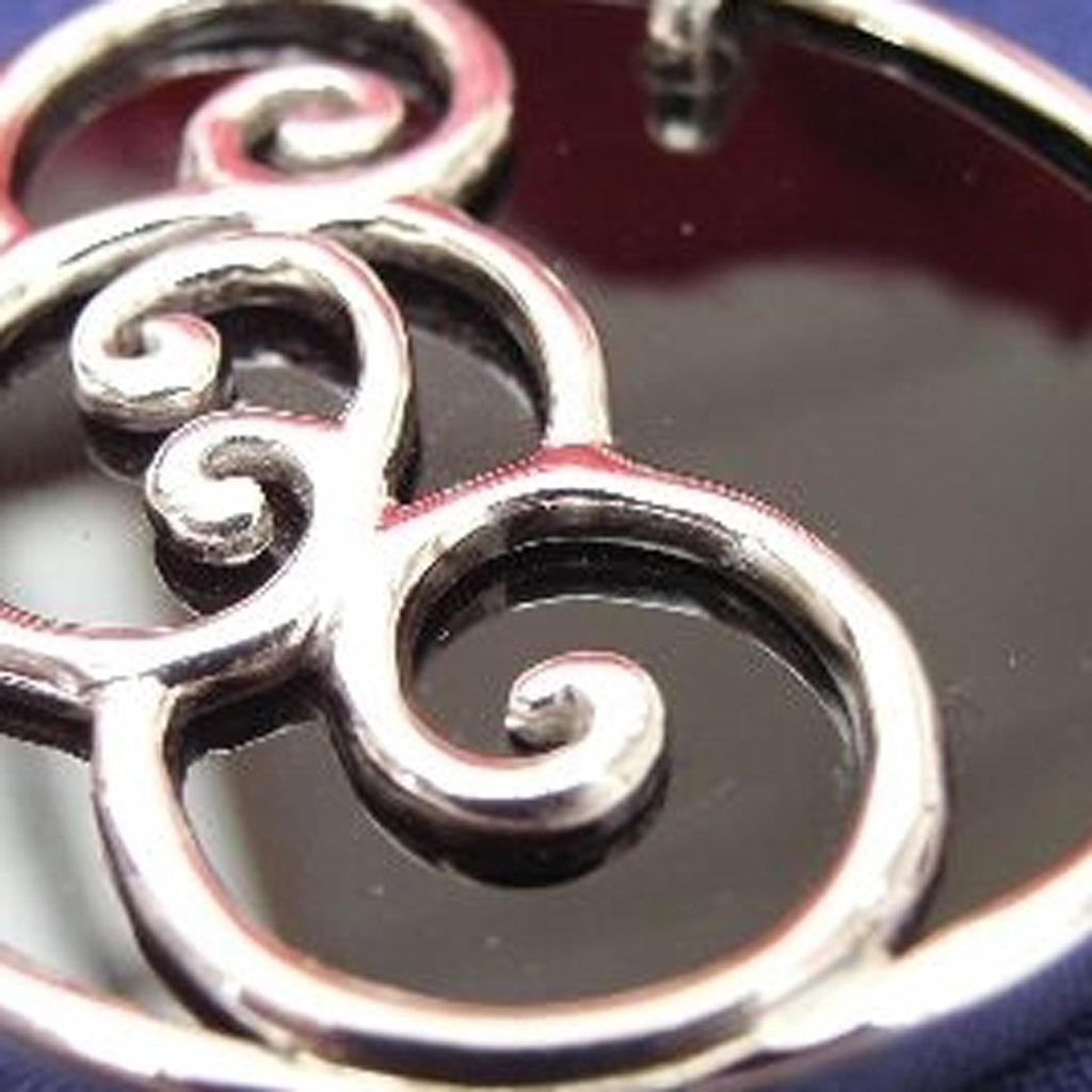 Les Trésors De Lily [B9591] - Silver 'Obao' Onyx Pendant