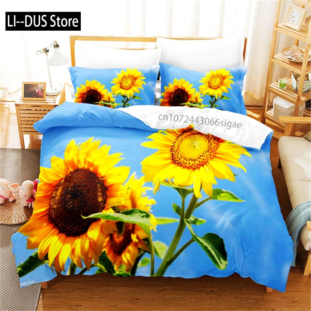 Monika Chen Unisex Yellow Sunflower Bedding Set Plant Flowers Duvet Cover Botanical Landscape Quilt Cover Girls Women Bedroom Gorgeous Decorations