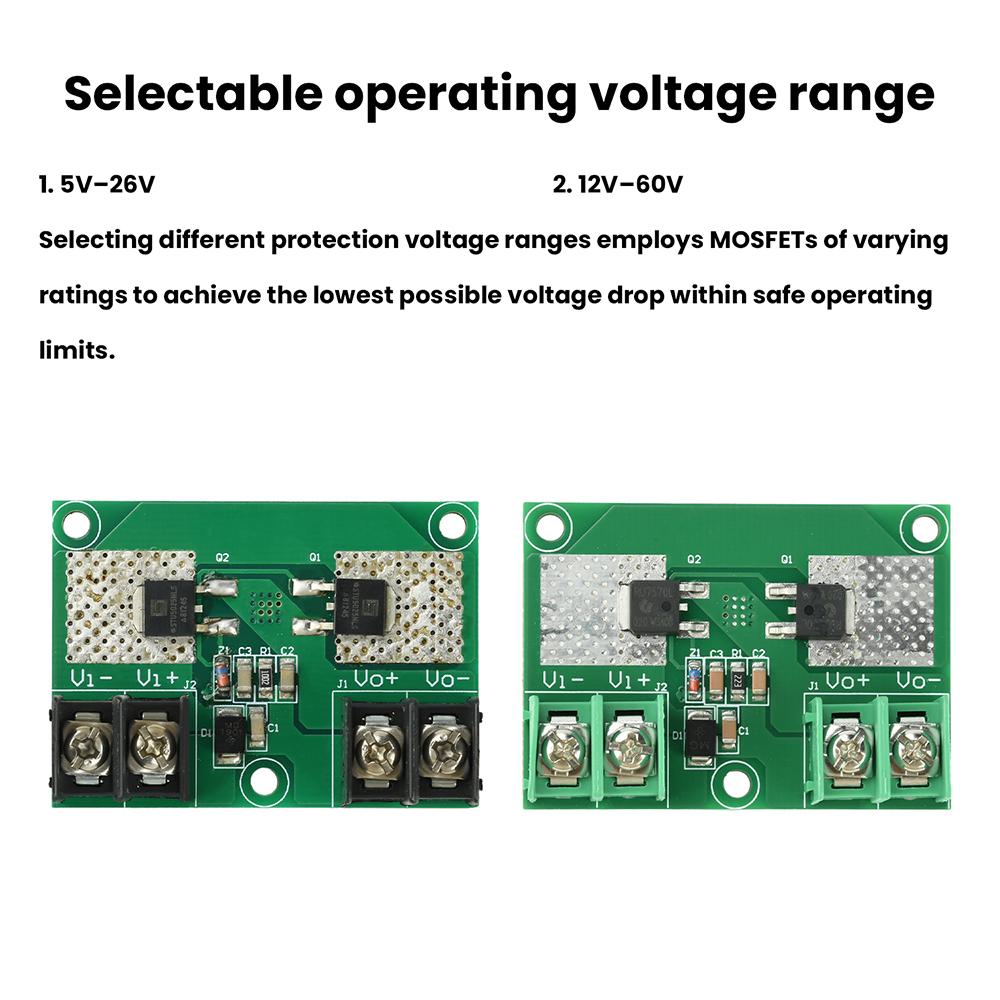 10A MOSFET Anti Reverse Connection Power Protection Module ow RDS(on) Reverse Connection Power Protection Board 5V–26V 12V–60V
