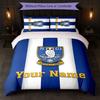 Set Biancheria da Letto Personalizzato Sheffield Wednesday FC con Nome Testo 1 Copripiumino + 2 Federe Logo Calcio Regalo Personalizzato per Occasioni Speciali Decorazione Camera da Letto