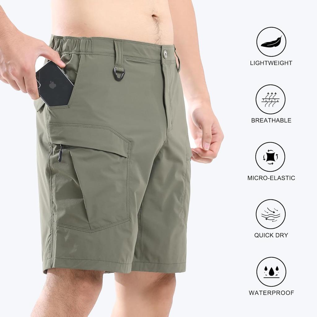 Men's Summer Quick Drying Multi Pocket Pure Cotton Breathable Elastic Tactical Shorts Five Quarter Sports Work Pants