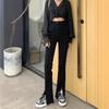 Women's High-Waisted Black Micro-Flare Jeans - Spring 2025 Slimming Versatile Straight Leg Pants