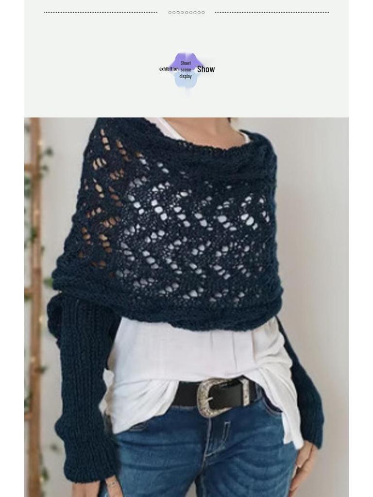 Women's High-Grade Knitted Meilun Shawl with Double Sleeves for Autumn and Winter