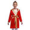 Kids Boys Boxing Robe Boxer Cosplay Costume Long Sleeve Metallic Trim Satin Hooded Cloak Kickboxing Gown for Halloween Party
