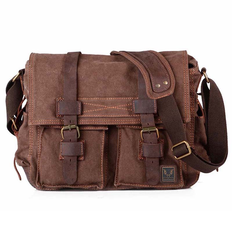 

SCIONE Евро-американская винтажная парусиновая сумка-мессенджер из кожи Crazy Horse большой вместимости, водонепроницаемая мужская повседневная наплечная сумка с несколькими карманами темный кофе