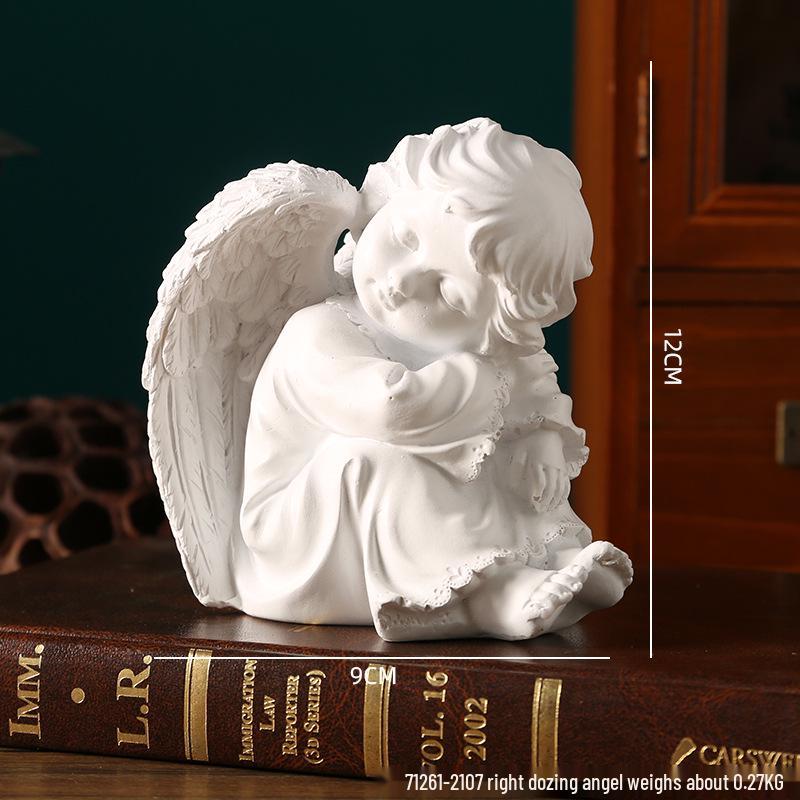 Americká Retro Evropská Pryskyřičná Figurka Anděla: Bílá stolní dekorace pro malé dívky