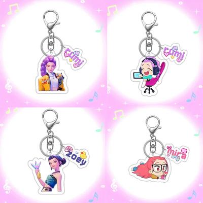1/5Pcs KPOP Demon Hunter Keychains Cute Rumi Mira Zoey Car Key Ring Girls School Bags Pendant Fashion Decoration Toys Gift