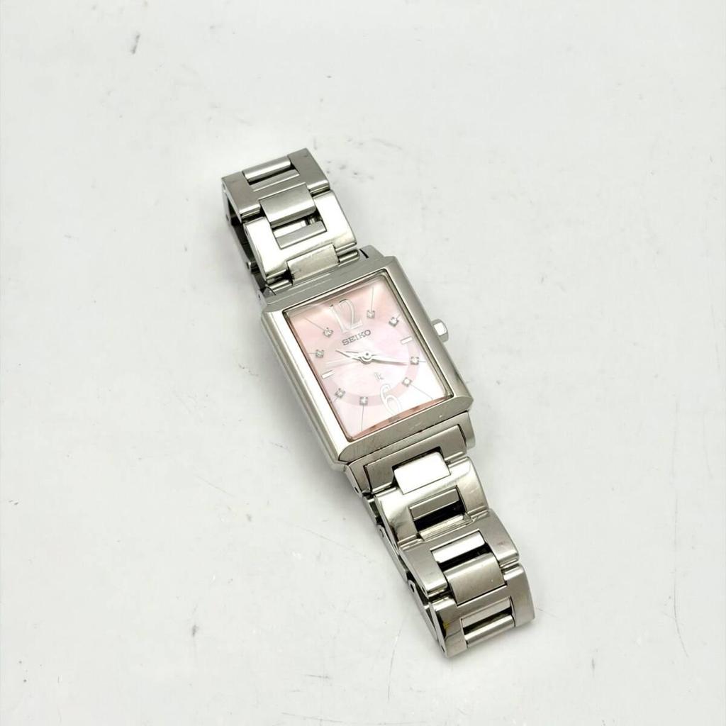 [New battery] SEIKO lk Rukia ladies watch 8P diamond pink shell square 1N01-0JP0 650383