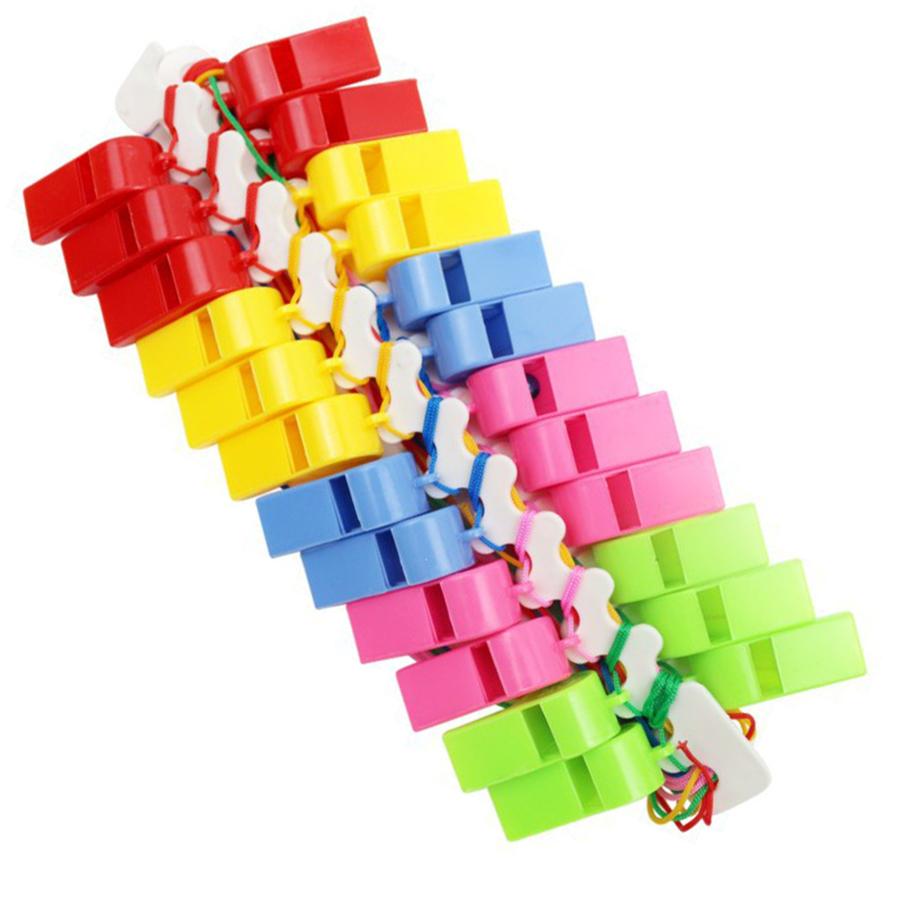 10pcs/set Colorful Mini Whistles Plastic Party Soundmaking Whistles with Color Lanyard Football Referee Whistle Carnival Party